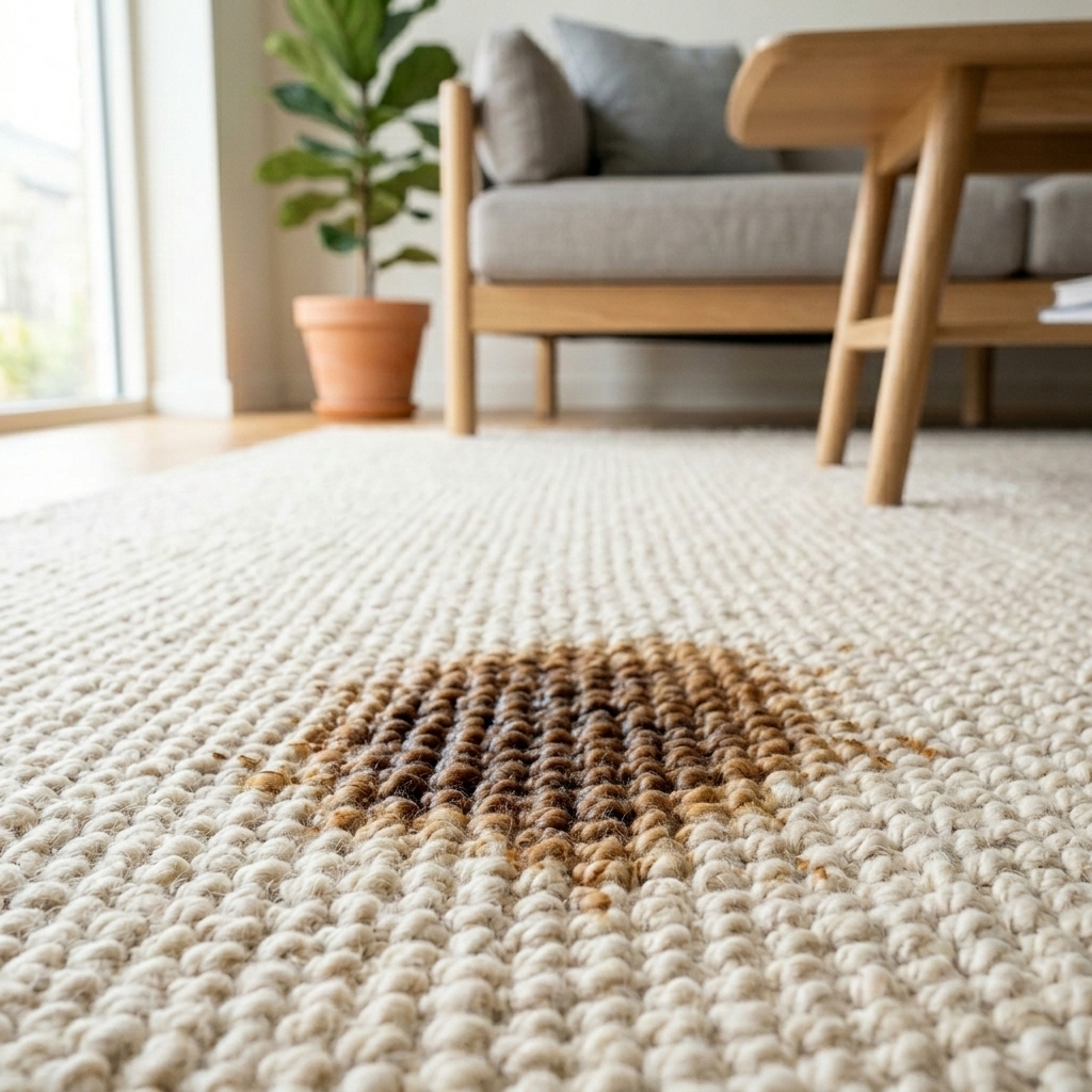 Stained carpet inspection evidence example